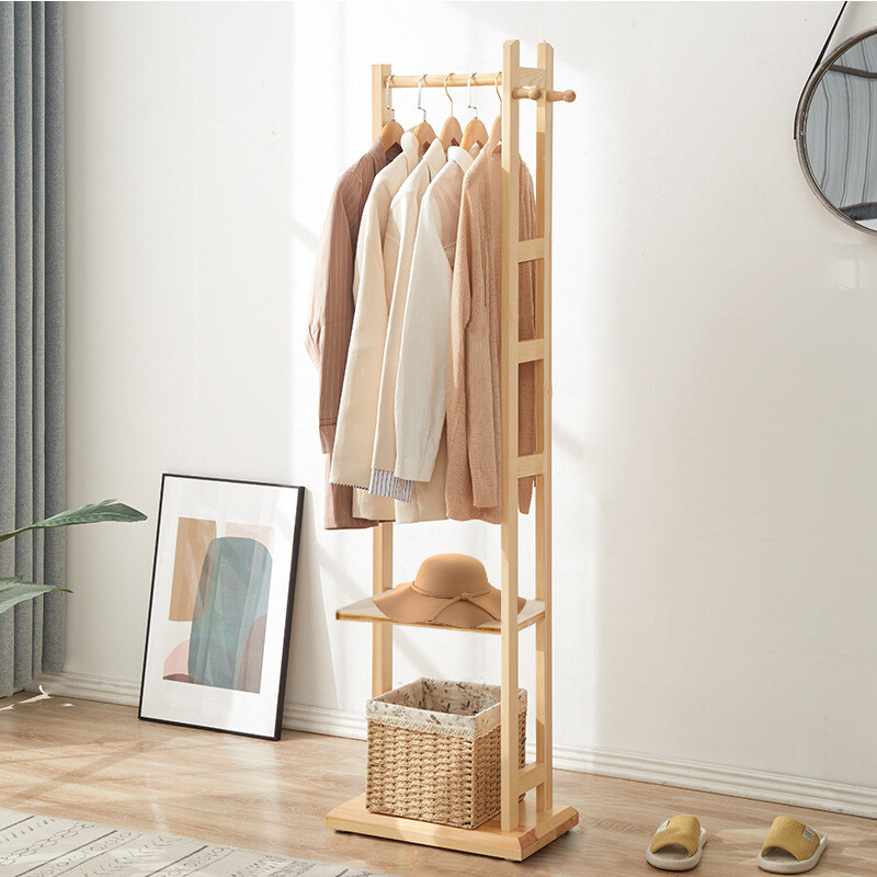 Bamboo Garment Coat Clothes Stand Rack Hat Shoe Wooden Hanger Holder Shelf Tidy gallery