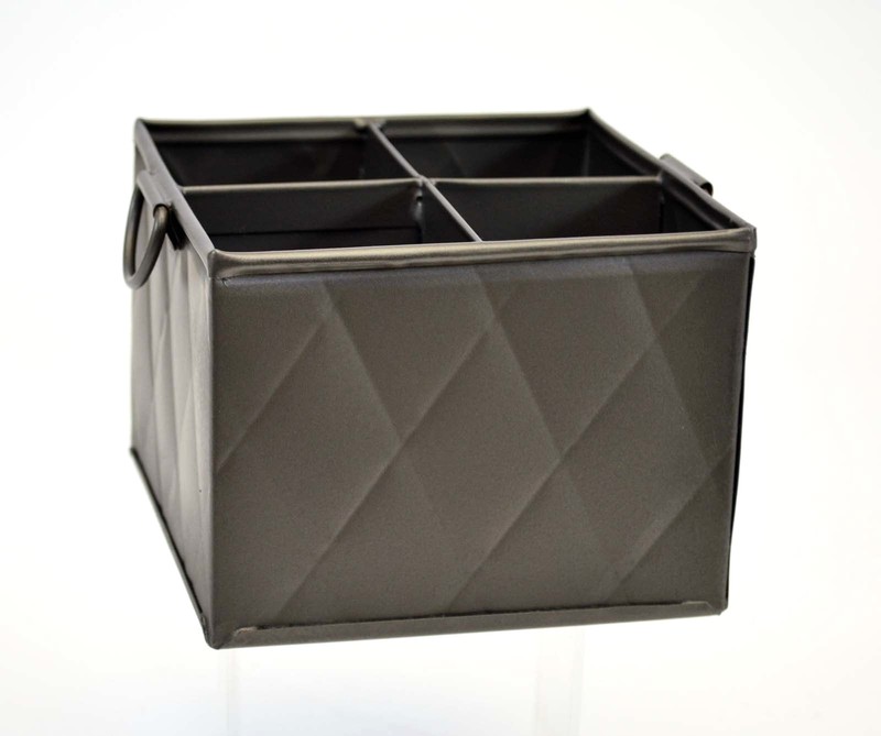 4 Section Tin Square Storage Box, Quilted Pattern-5 5/8"L x 5 5/8"W x 4.5"H. gallery