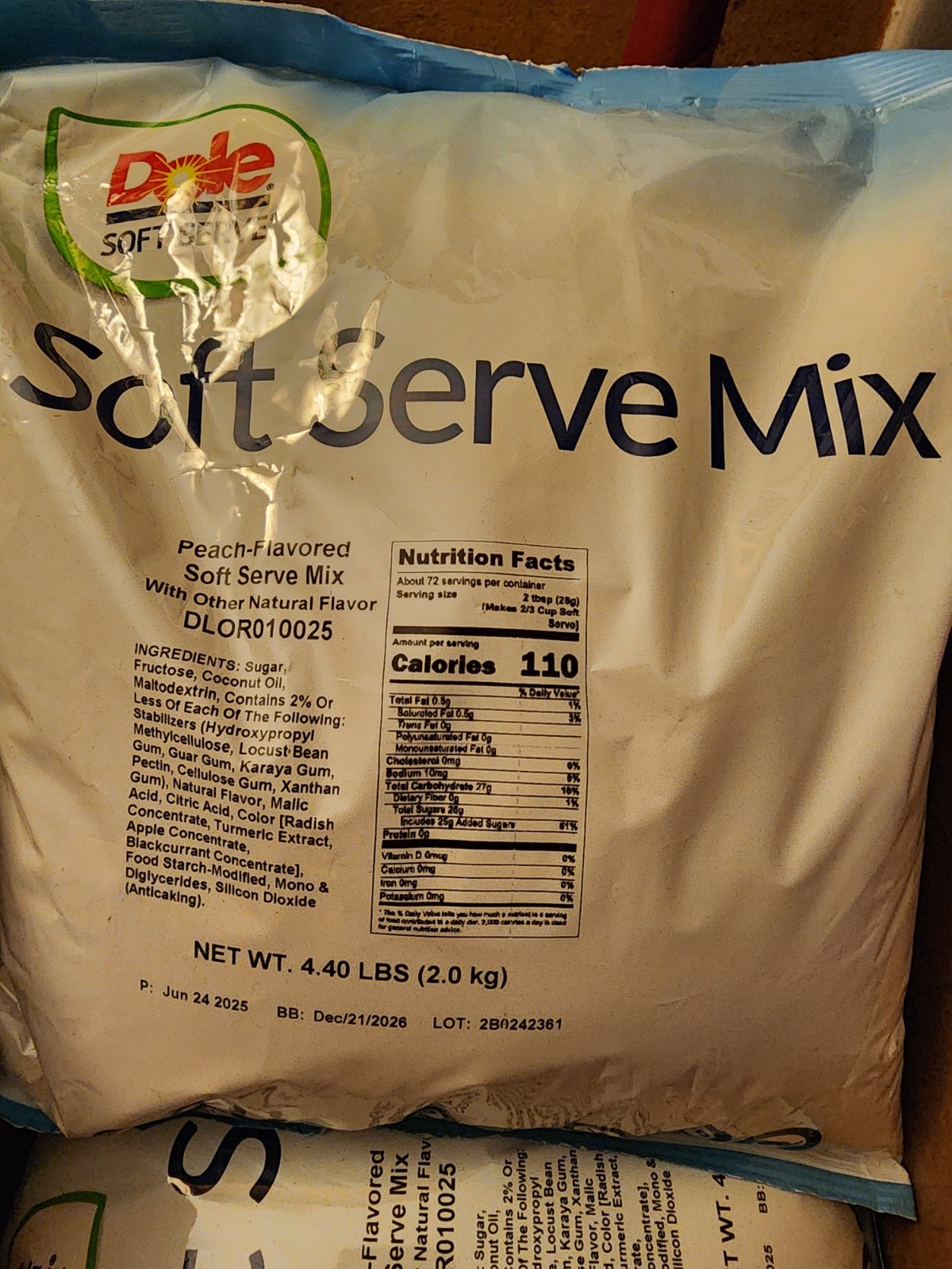 Dole Soft Serve Mix - Peach (4.4 lbs) Dairy Free, Dye Free Just Add Water gallery