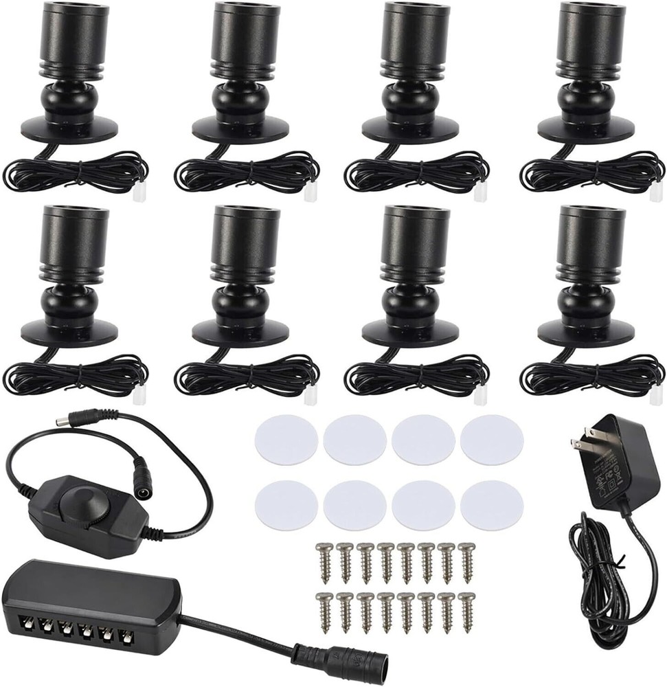 8Pack Dimmable LED Mini Spotlight for Display Cabinet Showcase 6400k Cold White