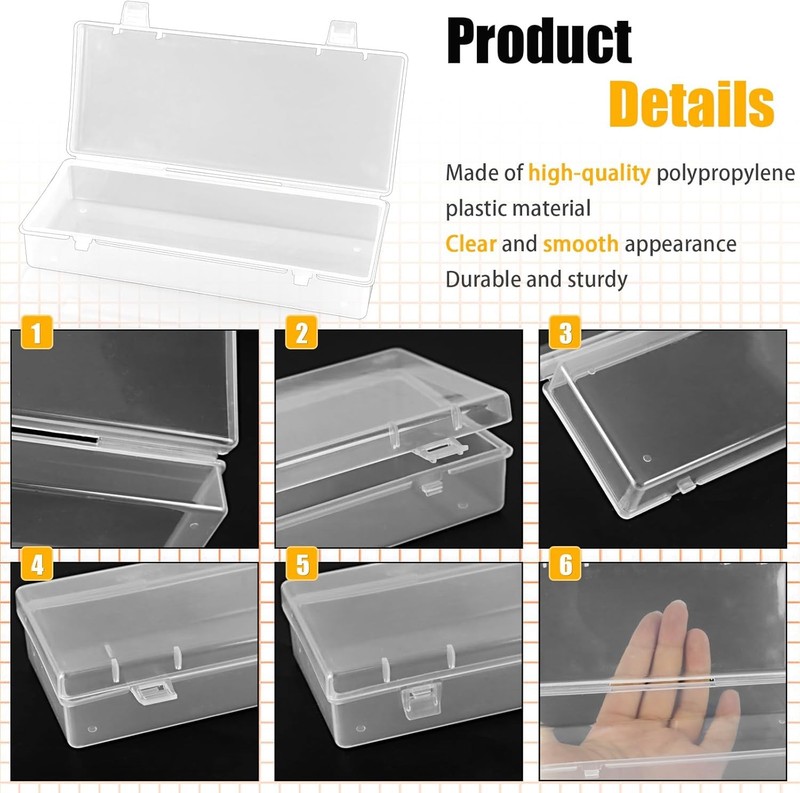 Large Clear Plastic Storage Container Box Hinged Lid Crafts Markers Pens Pencils gallery