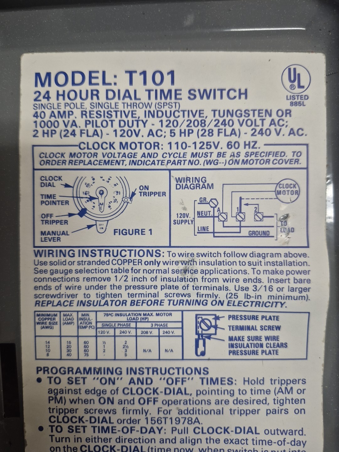 Intermatic T101 120v 208v 240v Timer Switch New gallery