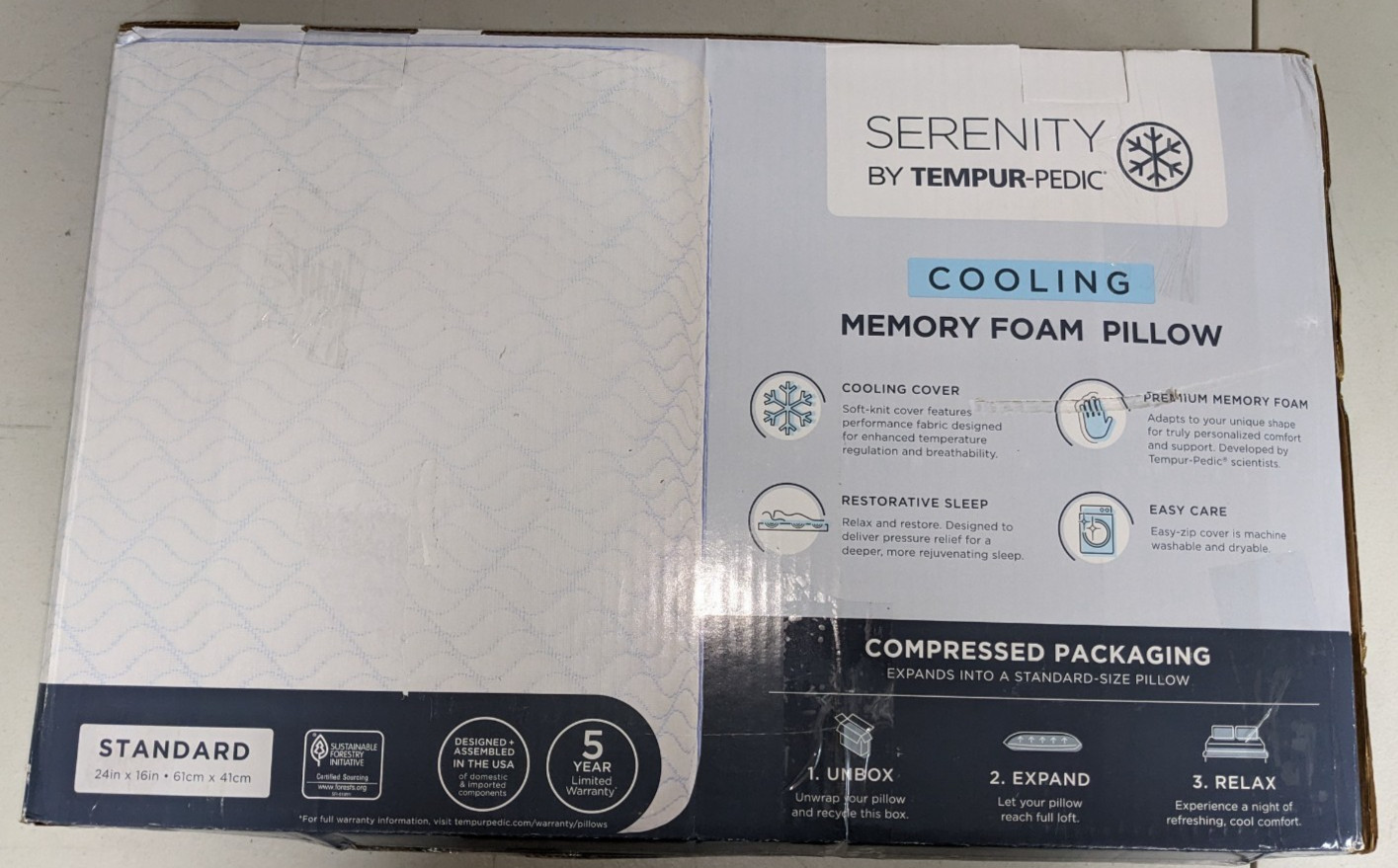 Serenity by Tempur-Pedic Cooling Memory Foam Pillow standard NOB gallery
