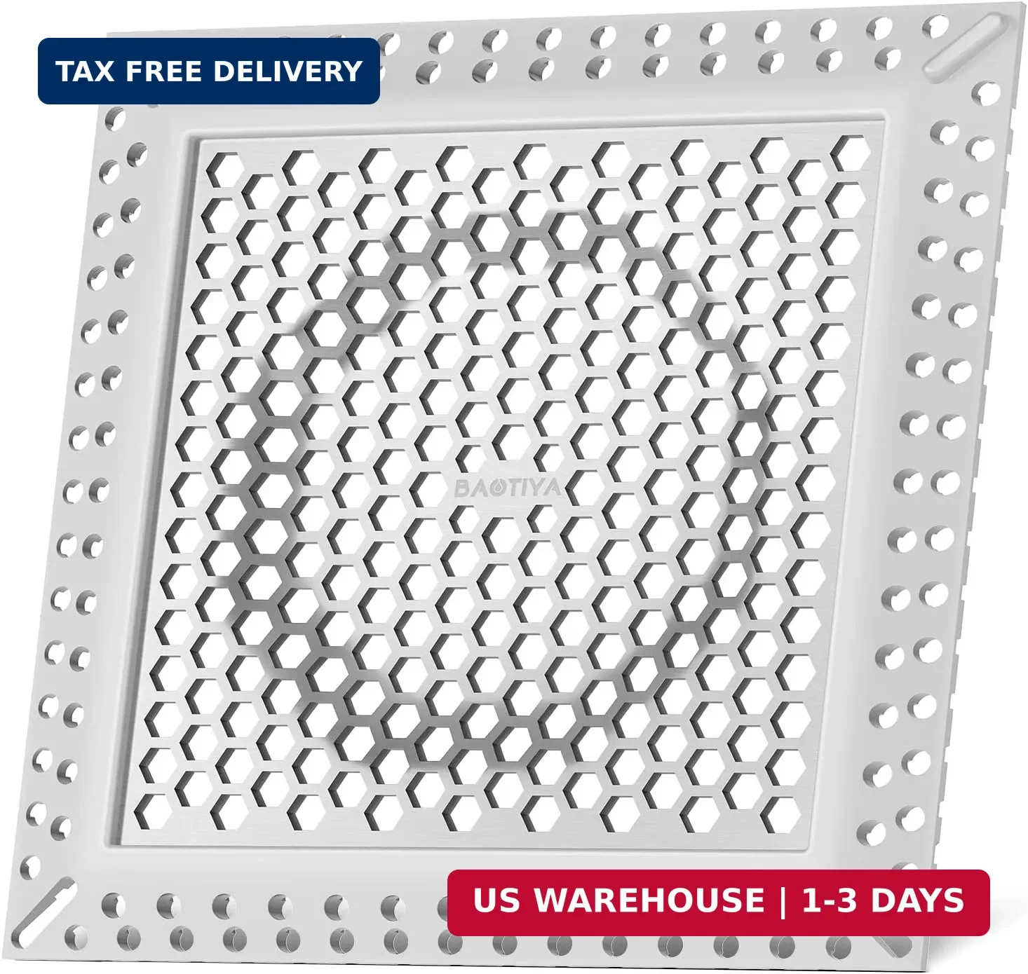 Square Shower Drain Hair Catcher Flat Anti Clogging Fast Drainage Bathroom Gray gallery