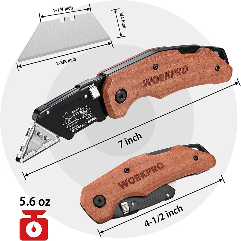 WORKPRO Folding Utility Knife G10 Handle 10PACK Blade w/Stainless Steel Head USA gallery