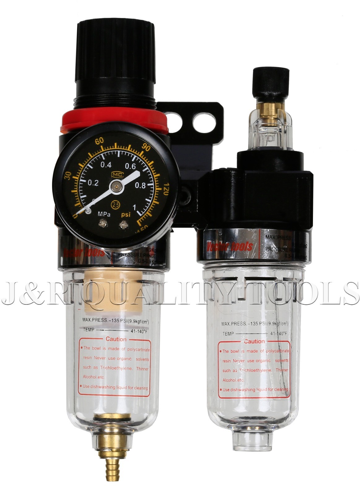 1/4" Air Filter Regulator Lubricator | Twin Unit Water Trap Oiler for Compressor gallery