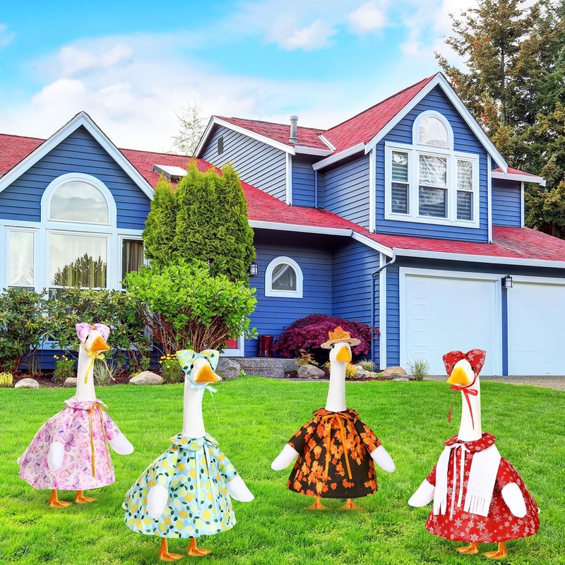 4 Set Spring Summer Fall Winter Goose Outfits Seasonal Cute Porch Goose Cloth gallery