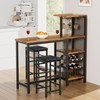 Vecelo Bar Table And Chairs Set For 2 3-Piece Dining Set Storage Shelves Cup gallery