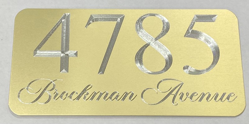 Engraved Personalized Custom House Number Street Address Metal 8x4 Gold Sign gallery