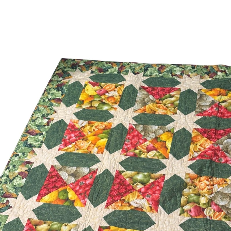 Handmade Patchwork Quilt Throw 2006 Fruit Salad Star Pattern Barbara Cheeseman gallery