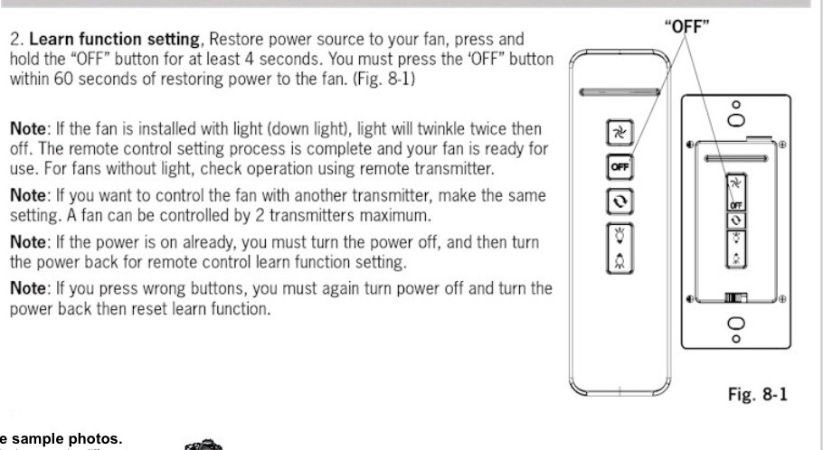 NEW Monte Carlo MCRC1RT 4-Button Fan Remote Control, ALMOND gallery
