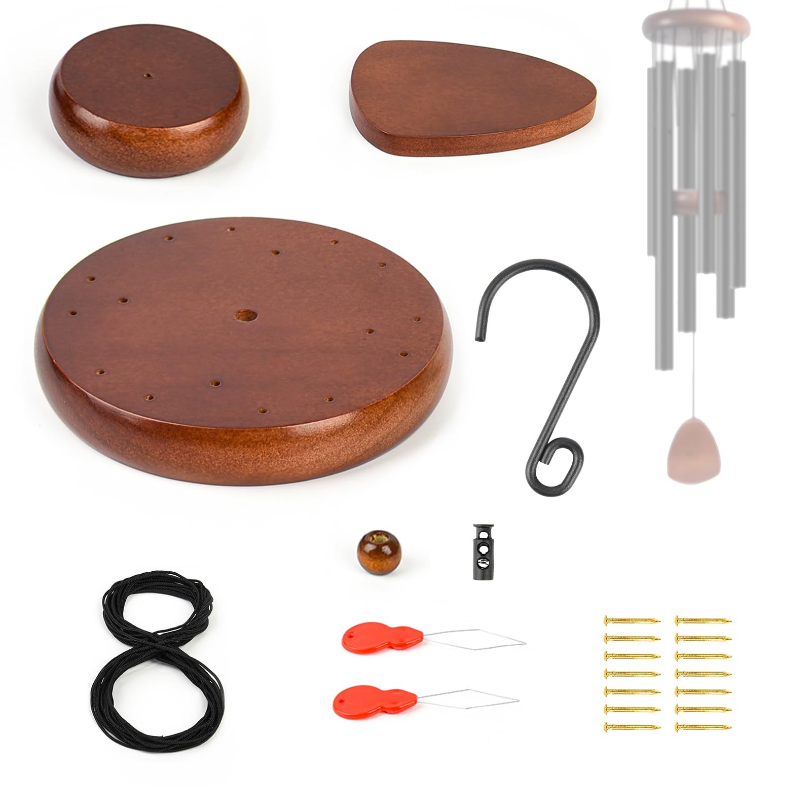 Wind Chime Parts Kit, 24 PCS Complete DIY Set with Hooks, Round Top gallery