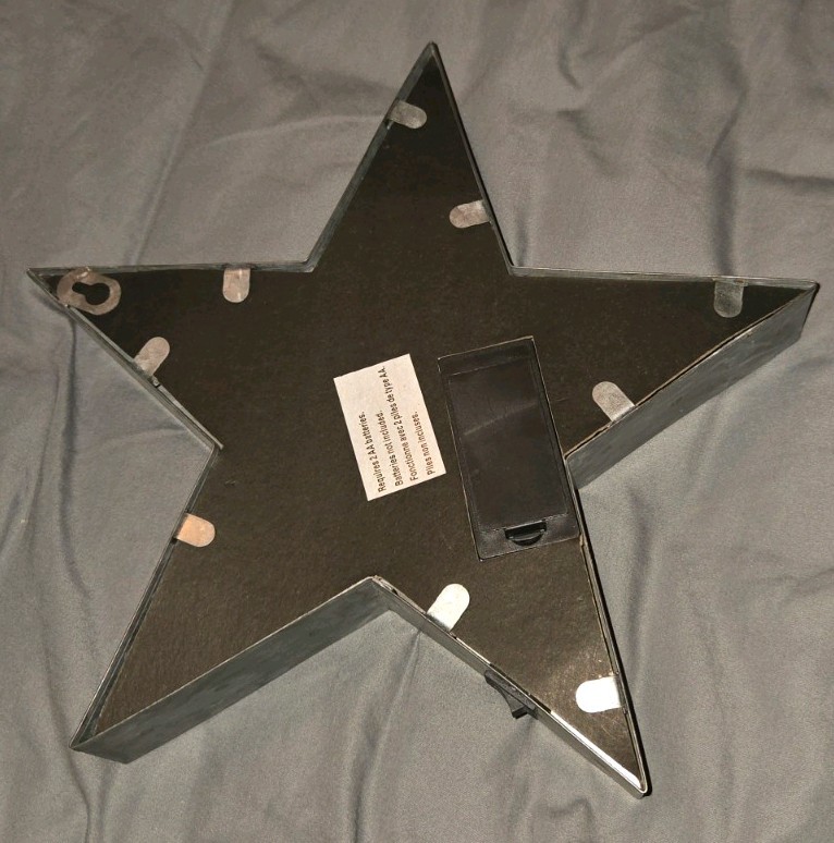 Galvanized Metal Star Decor Distreeed Mirror Battery-Powered LEDs, 15" Across gallery