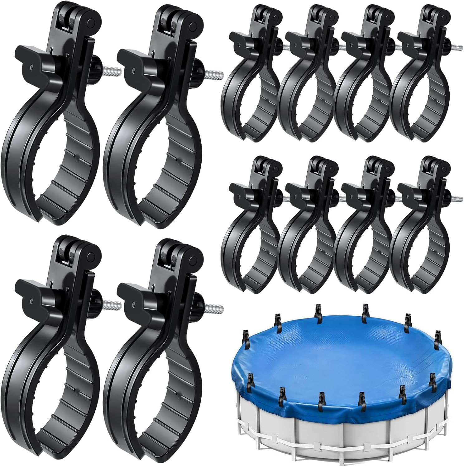 12PCS 2026 Upgraded Adjustable Pool Cover Clips for above Ground Pools,5.1Inch L gallery