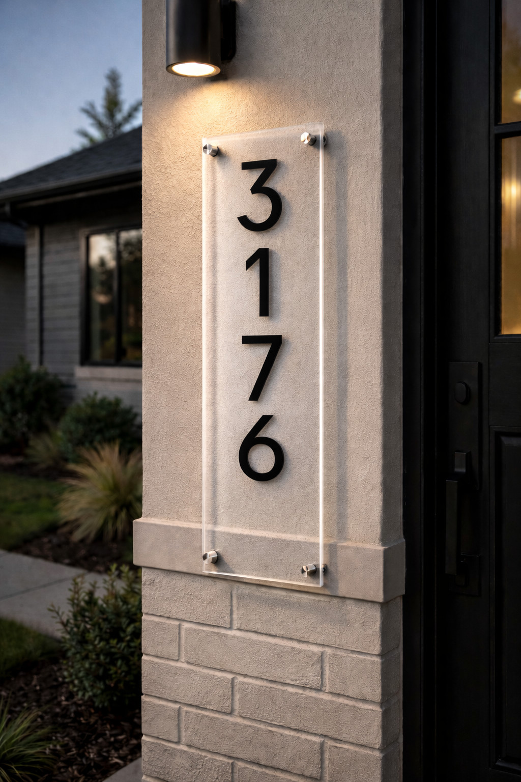 Vertical Address Sign Acrylic House Number Plaque Custom Outdoor Modern gallery