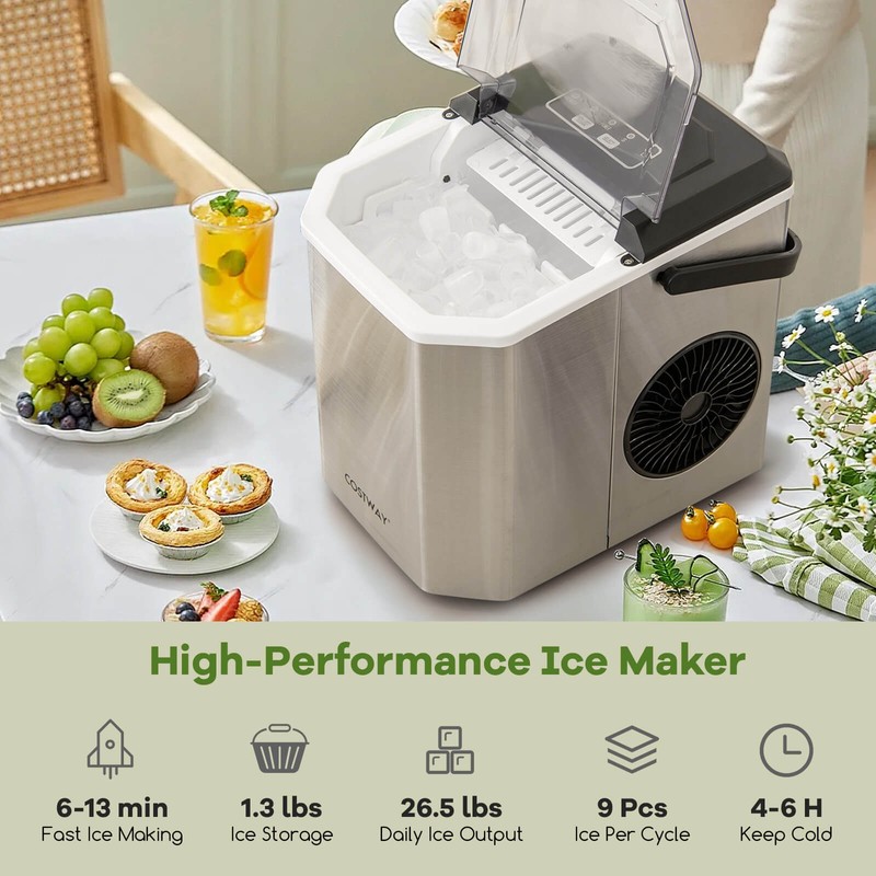 Portable Ice Making Machine Countertop Ice Maker 6-13 Mins 9 Ice 26.5 lbs/24 Hrs gallery