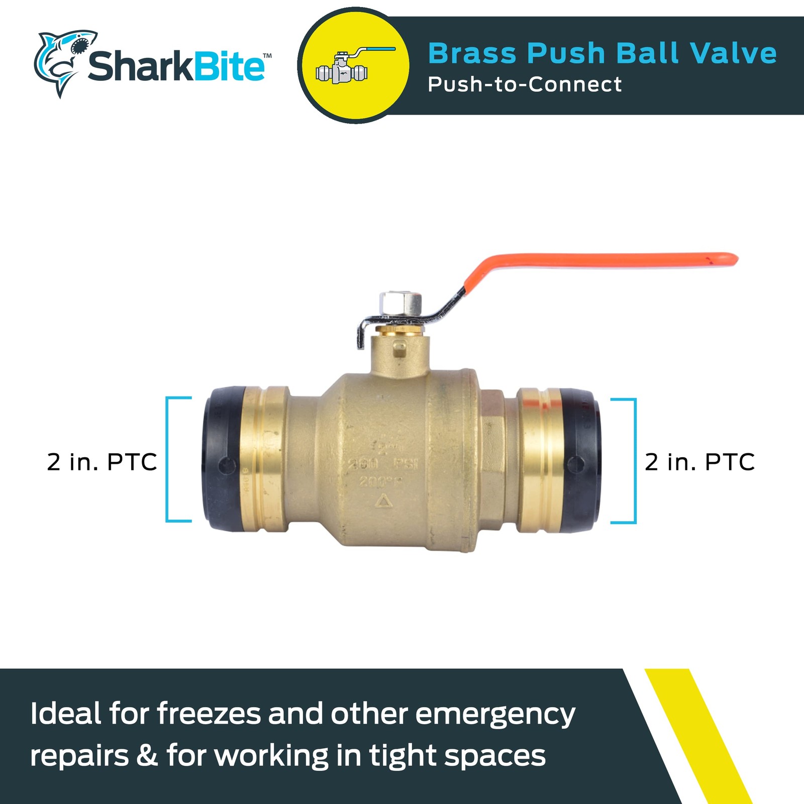 SharkBite 2 Inch Ball Valve, Push to Connect Brass 2 in. x 2 in., gallery