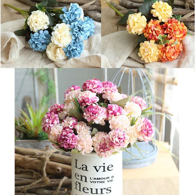 10 Heads Artificial Hydrangea Flowers Silk Bouquet UV Resistant In/Outdoor Decor gallery