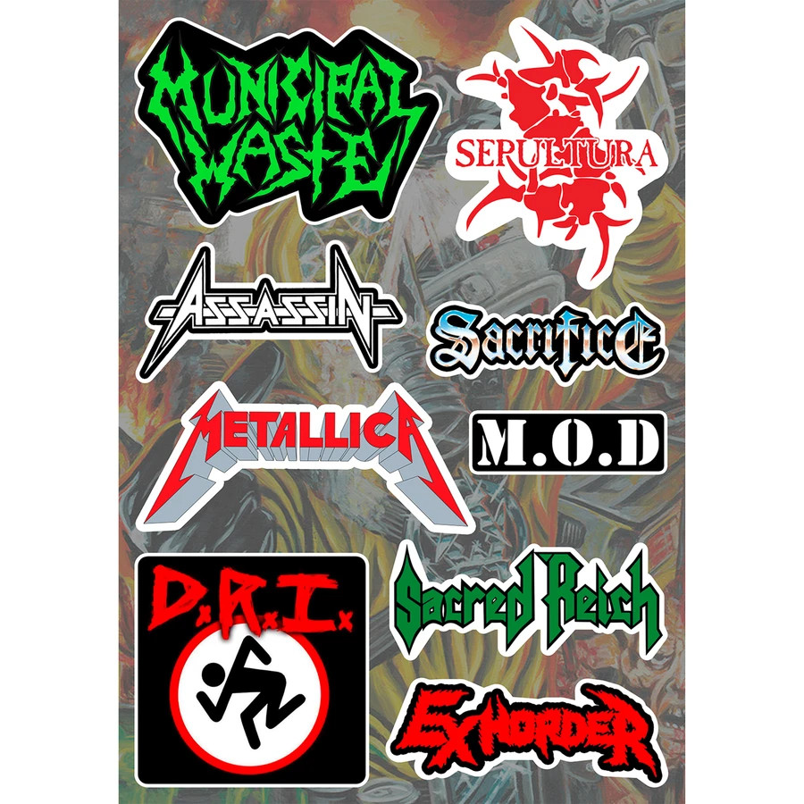 Thrash Metal Sticker Pack | Over Kill Municipal Waste Megadeth Sepultura S.O.D. gallery