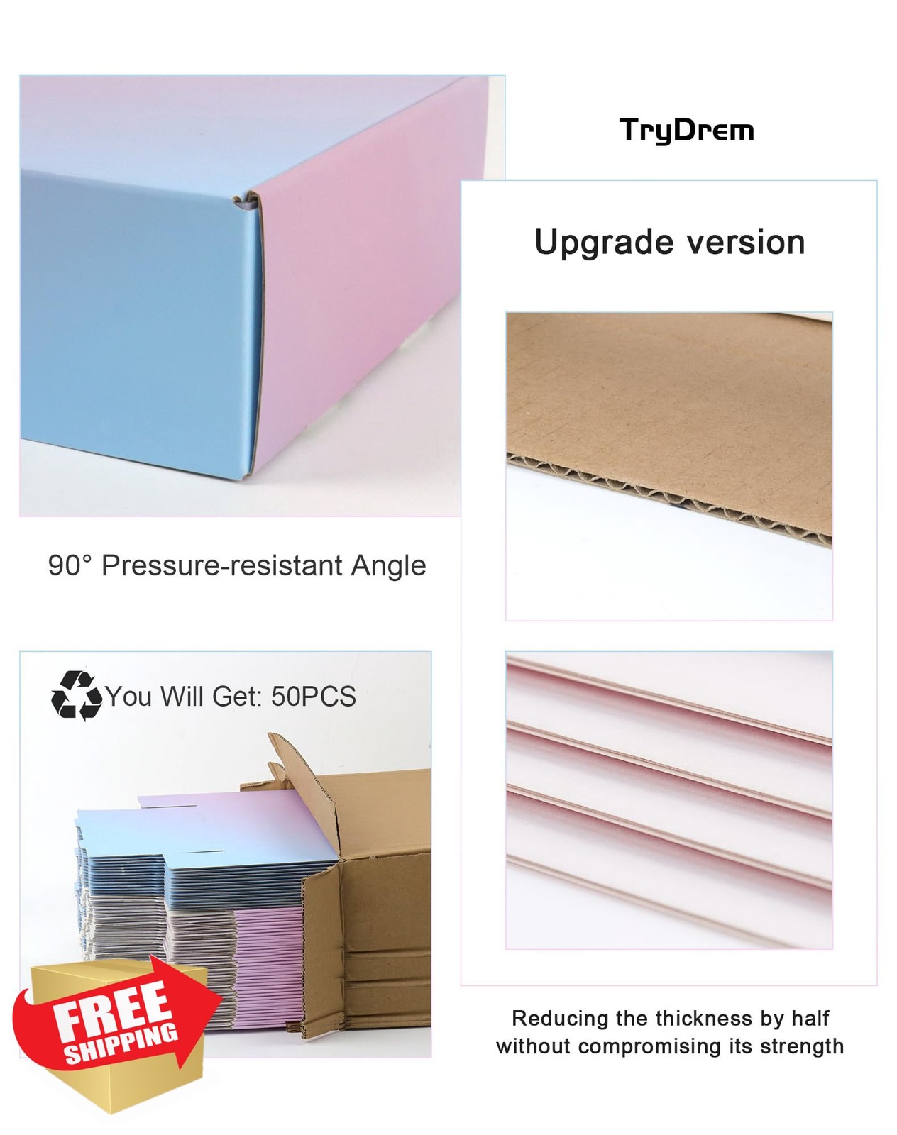 TryDrem 50 Pcs 6x6x2 Purple Gradient Shipping Boxes Mailer Gift Packaging gallery