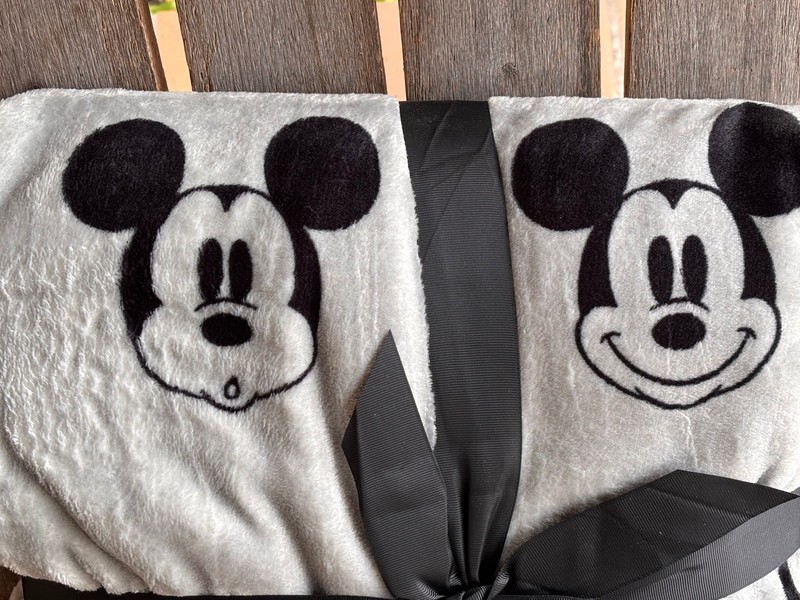Disney Classic Mickey Mouse FACES Plush Blanket Twin Size 60" x 90" Black Gray gallery