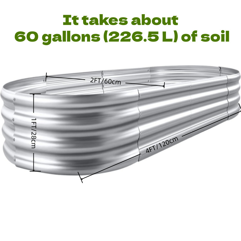 1/2/4 Pack Galvanized Raised Garden Bed Kit Oval Metal Planter Boxes Outdoor gallery