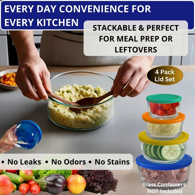 Replacement Lids for Pyrex 1, 2, 4 & 7 Cup - 4 Pack Lids Only gallery