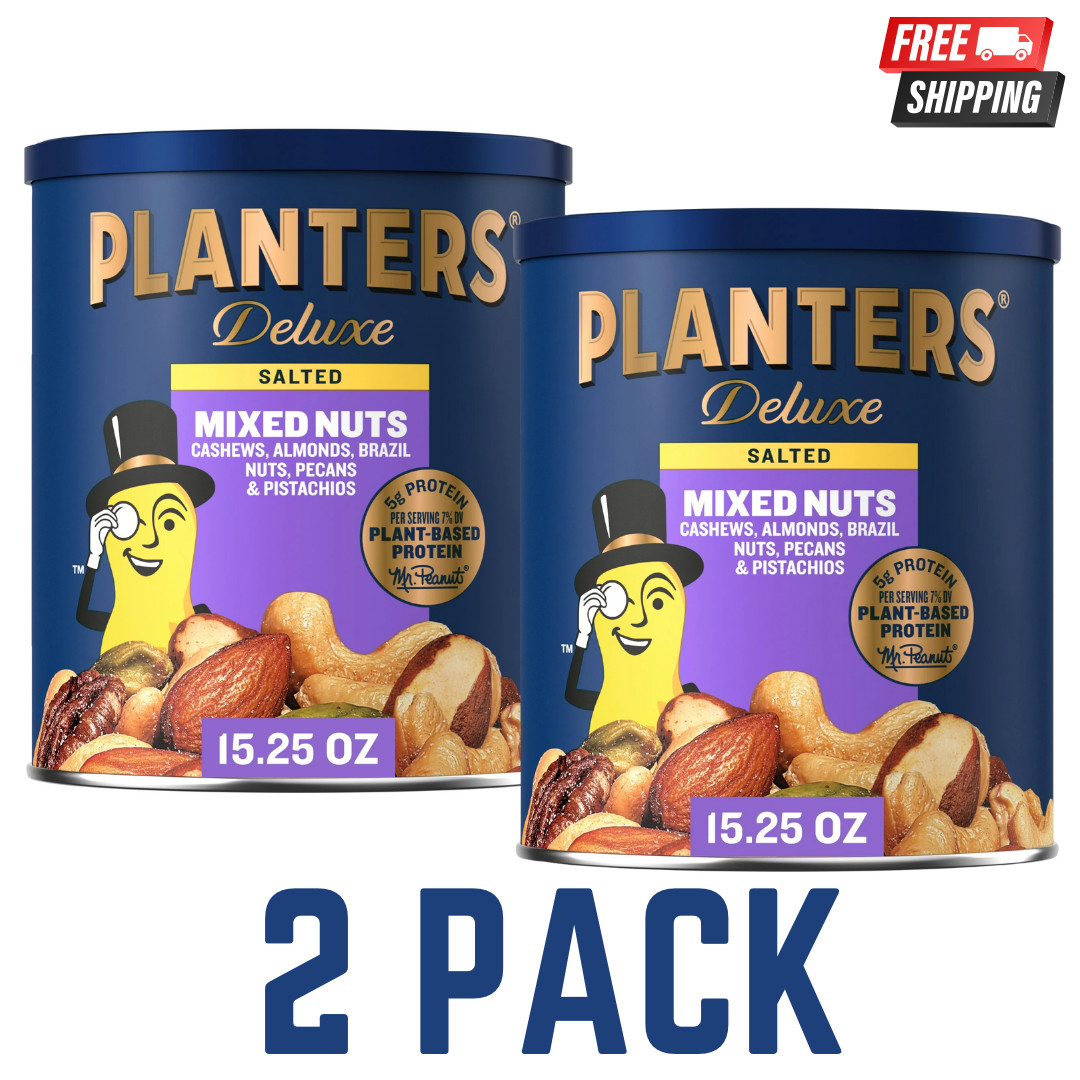 Planters Mixed Nuts, Lightly Salted Deluxe Mixed Nuts, 15.25 Ounce, 2 Pack gallery