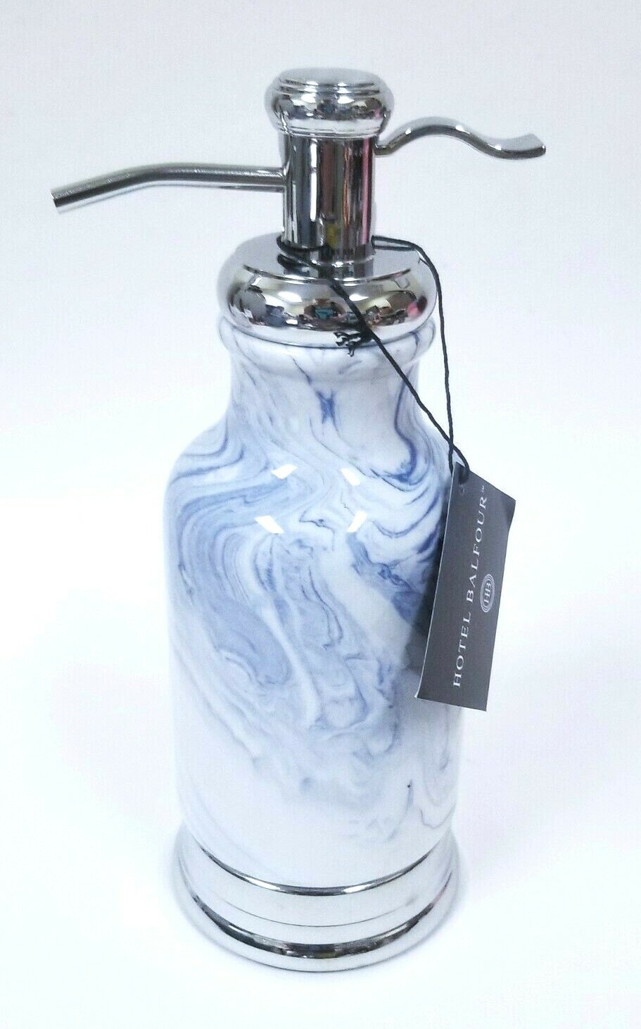 NEW HOTEL BALFOUR CHROME SILVER,BLUE MARBLE DESIGN CHINA SOAP DISPENSER+PUMP gallery