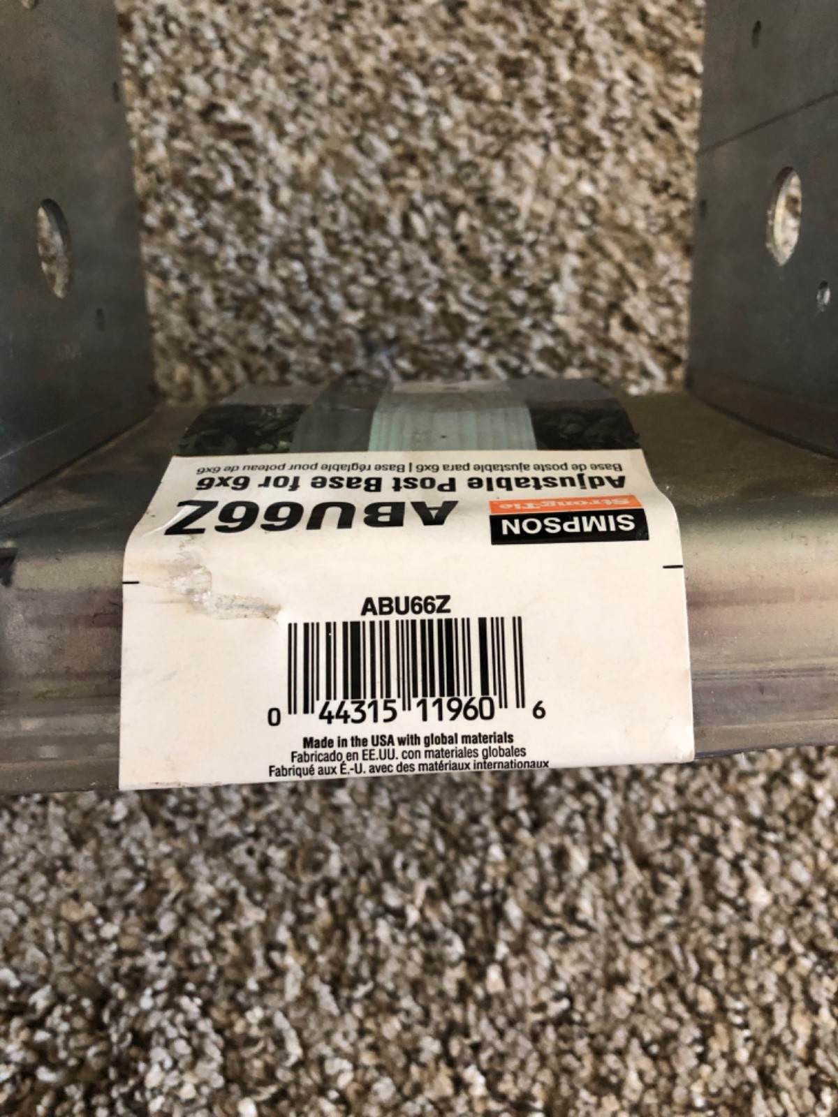 adjustable post base for 6x6. There are three of them. gallery