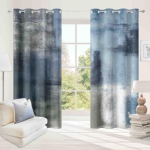 Dusty Blue Abstract Curtains 2 Panels Set 52"W x 96"L (Pack of 2) Bluegrey gallery