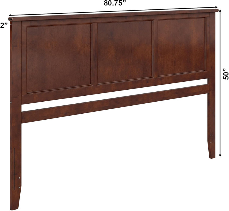 Madision Walnut Solid Wood King Headboard - Elegant Panel Design gallery