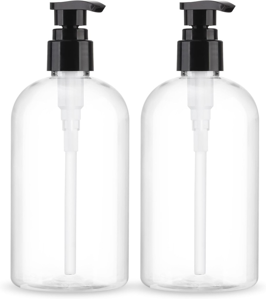 Empty Pump Bottles Dispenser 2 Pack 300ml/10.15oz. Clear Plastic Pump Bottle