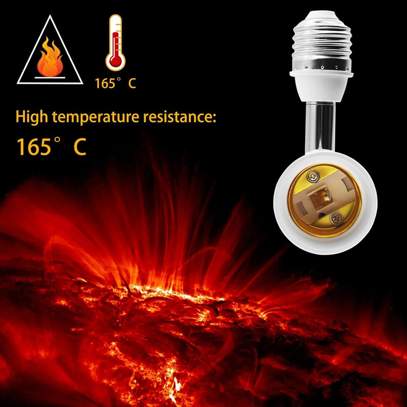 E26/E27 Light Socket Extender, 4.5 Inch Extension,Adjustable Vertical 90°Horizon gallery
