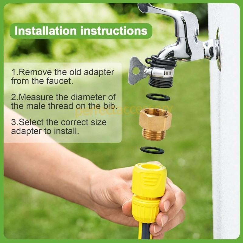 Hose Bib Adapter 1-1/16" Fine Thread (Female) to 3/4" GHT Male Faucet Fitting US gallery