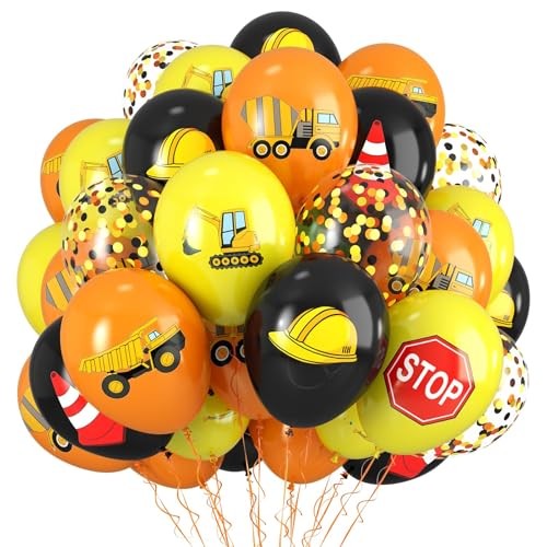 Construction Balloons, 12 Inch Black Yellow Orange Confetti Orange Yellow Black gallery