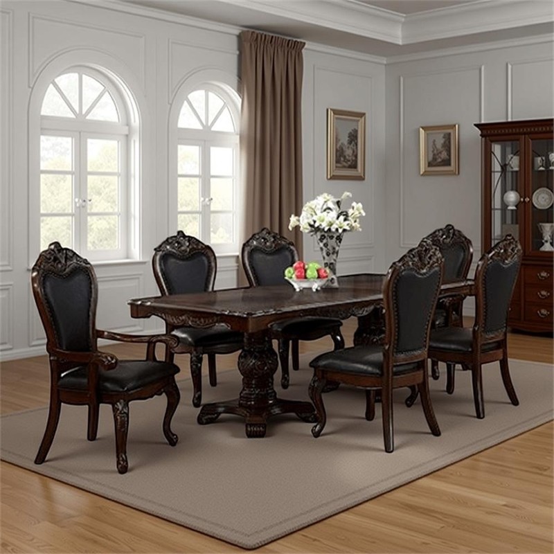 Pemberly Row 77 to 95" Extendable Dining Table w/ Carved Details in Cherry Brown gallery