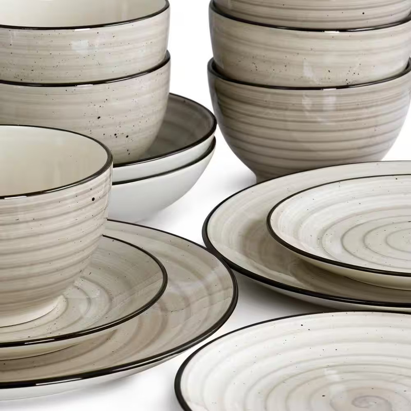 Gia 24 Piece Stoneware Dinnerware Set in Cream gallery