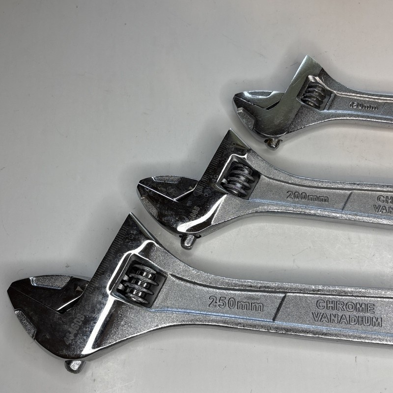 Kobalt Adjustable Wrenches 3 Piece Set 10 inch 250mm 8 inch 200mm 6 inch 150mm gallery
