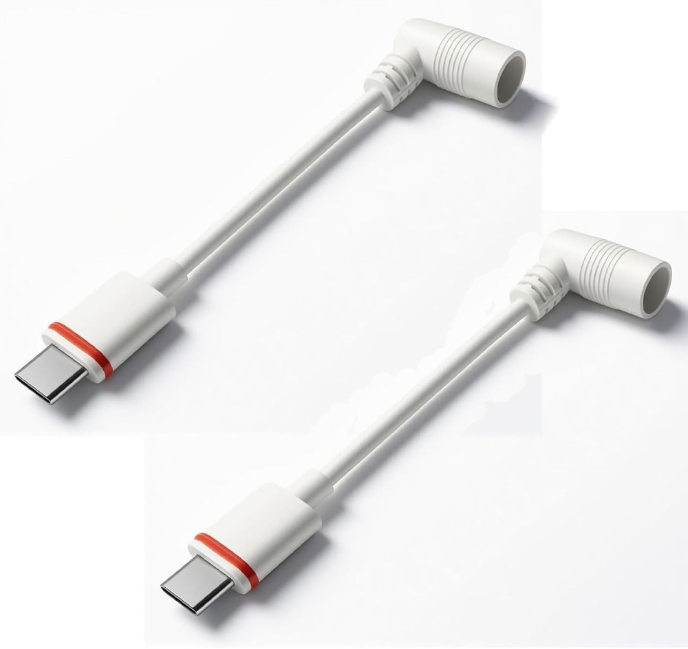 USB-C Adapter Replacement for Ring Barrel Plug Solar Panels & Cameras - White