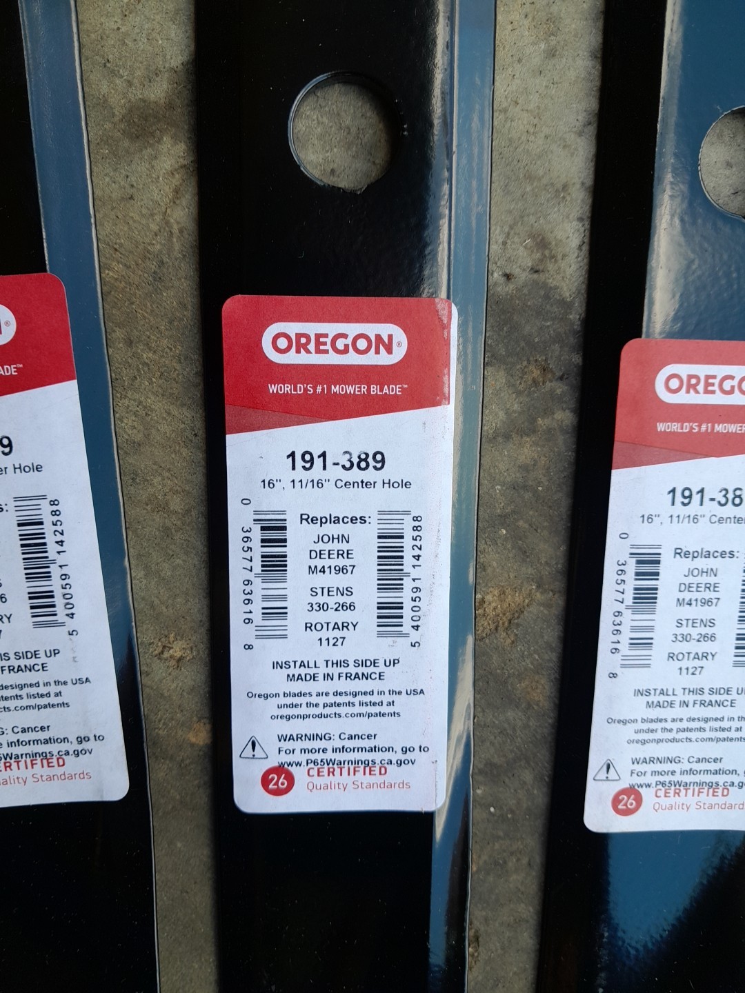 Oregon 191-389 3 Pack Mower Blades Replaces Jd M41967 Stens 330-266 Rotary 1127 gallery