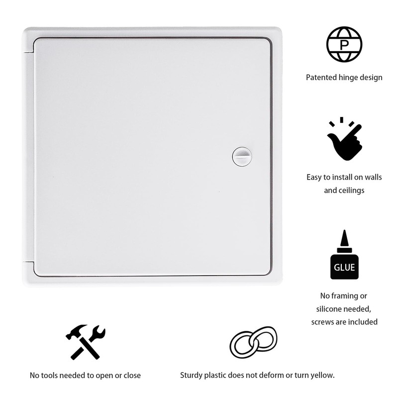 Access Panel 8x8 with Door (Max Opening 6.5x6.5) Plastic White (Medium 8''x8'') gallery