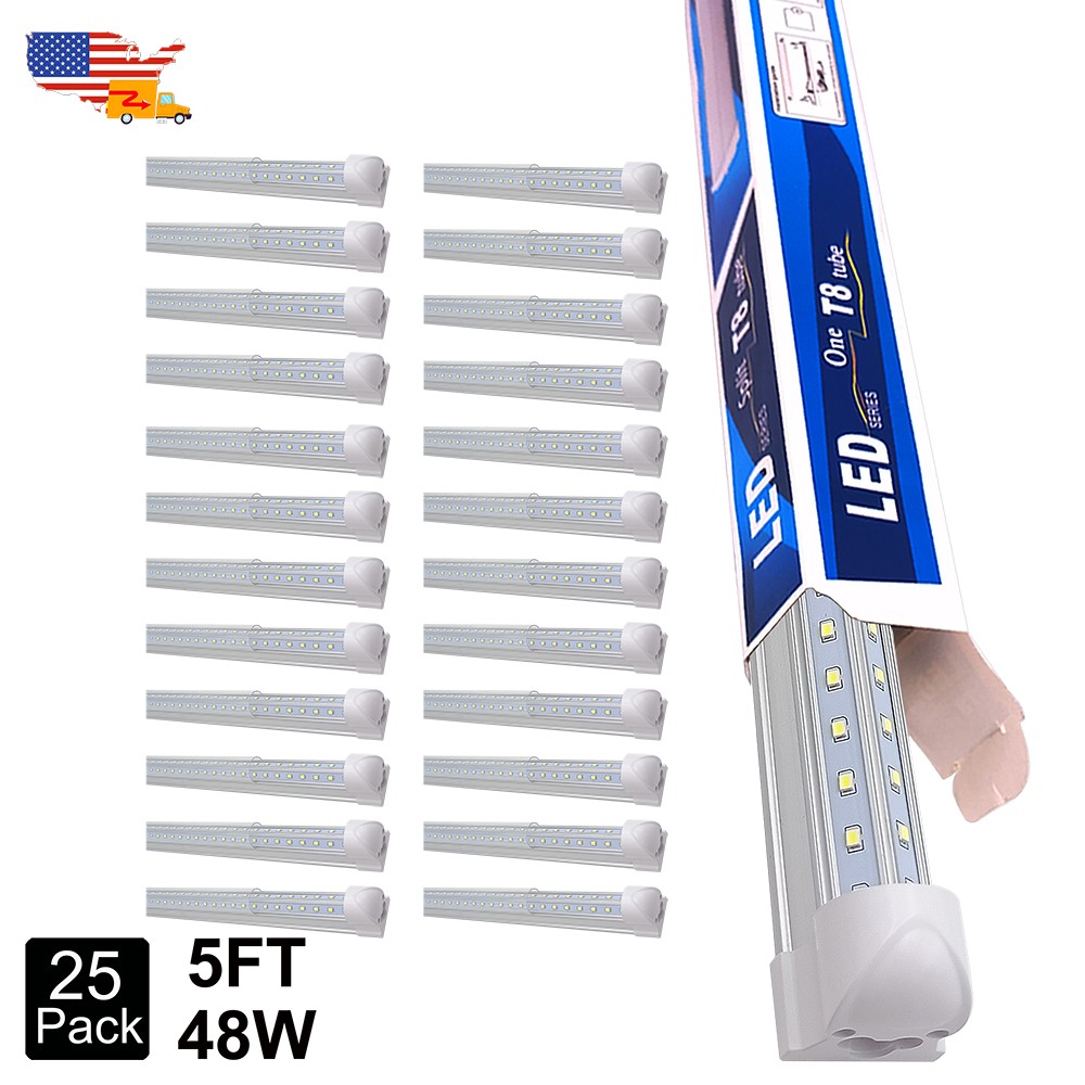 25 Pack T8 Integrated Led Tube Light 5Ft 48W Clear Lens V Shaped For Supermarket gallery