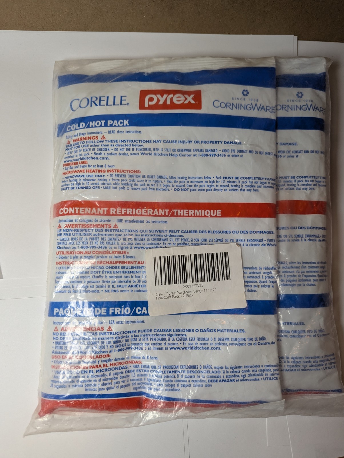 Pyrex Portable Corelle Large Hot Cold Unipack 10 Gel Packs Freeze or Microwave gallery