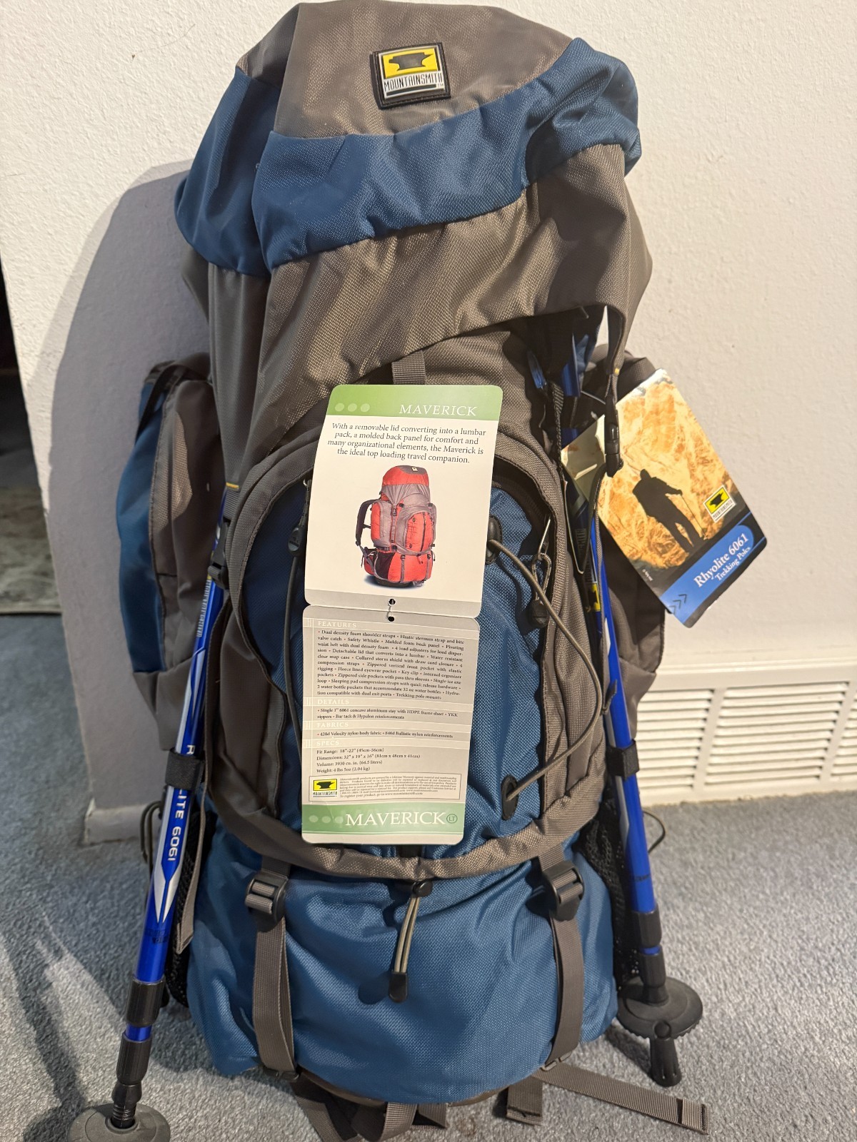 Mountainsmith Marverick Backpack with trekking poles