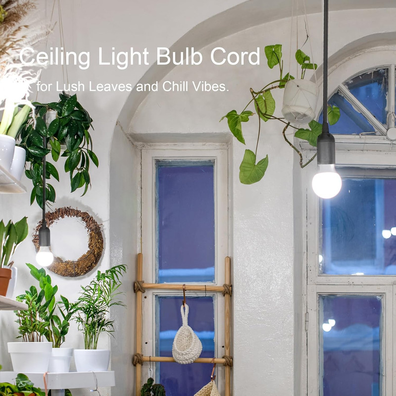 Hanging Light Bulb Socket with Cord - 10Ft Plug in Light Socket E26/E27 Extensio gallery