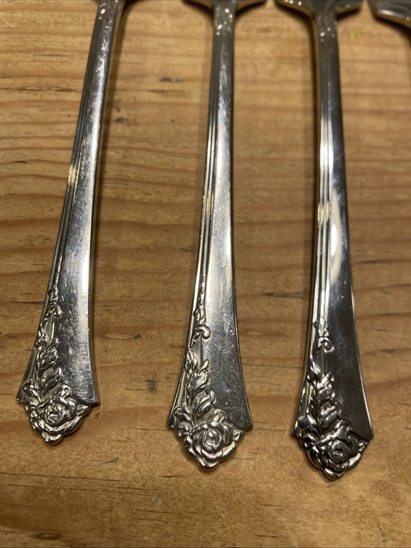 Oneida DAMASK ROSE Glossy Cube Mark Stainless Salad Dessert Forks - Lot of 8 gallery