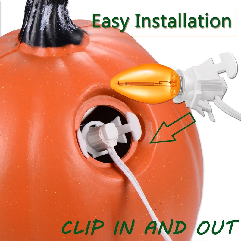 Accessory Cord with Light Bulbs,Pumpkin Clip in Light Cord,Candelabra E12 Soc... gallery