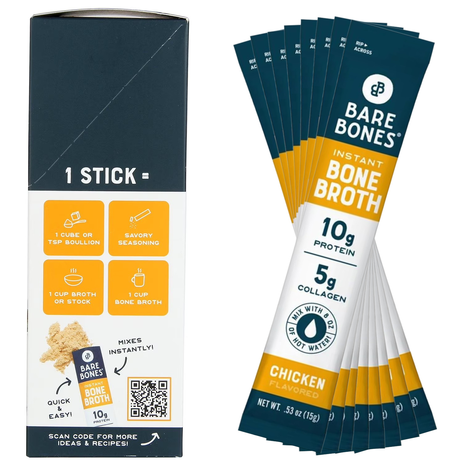 Bare Bones Chicken Broth Powder Sticks, 8 ct (4-Pack) - 32 Broth Sticks gallery