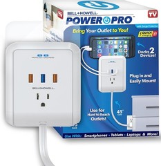 Bell + Howell Power Pro Outlet Extender–3 AC Outlets 3 USB Ports 4 ft Ext. cord